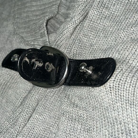 Charter club grey long sleeved faux leather buckle cardigan size 1x - Picture 5 of 10